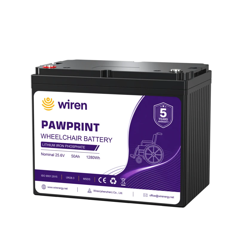 24V 25.6V 50Ah 1280Wh Lifepo4 Wheelchair Battery